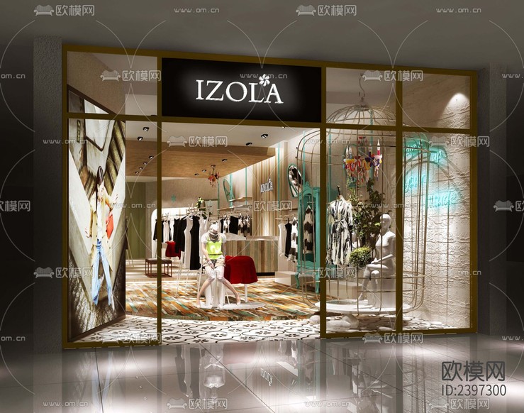 服装店设计cad施工图下载(渲染图10)