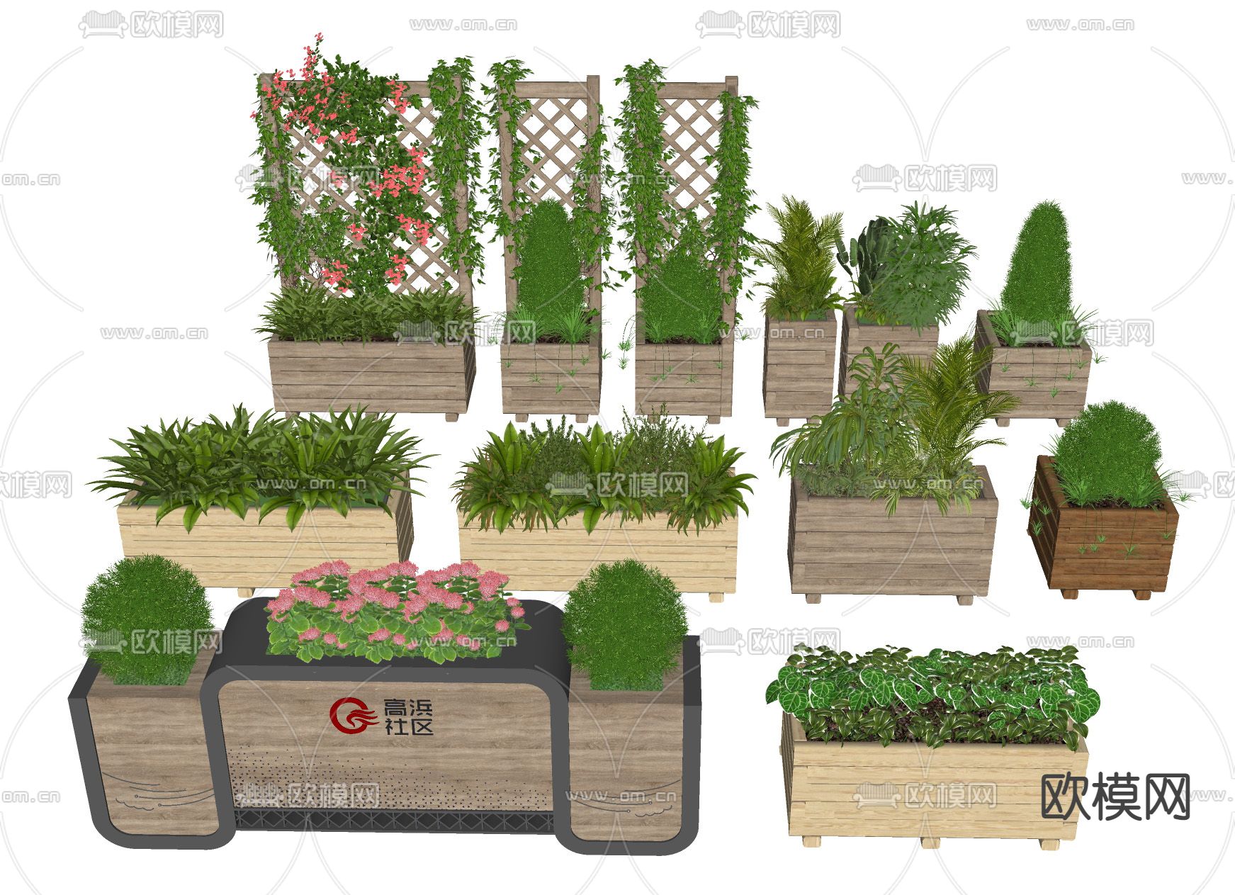 现代绿植盆栽su模型