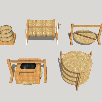 藤编 民俗制茶工具su模型