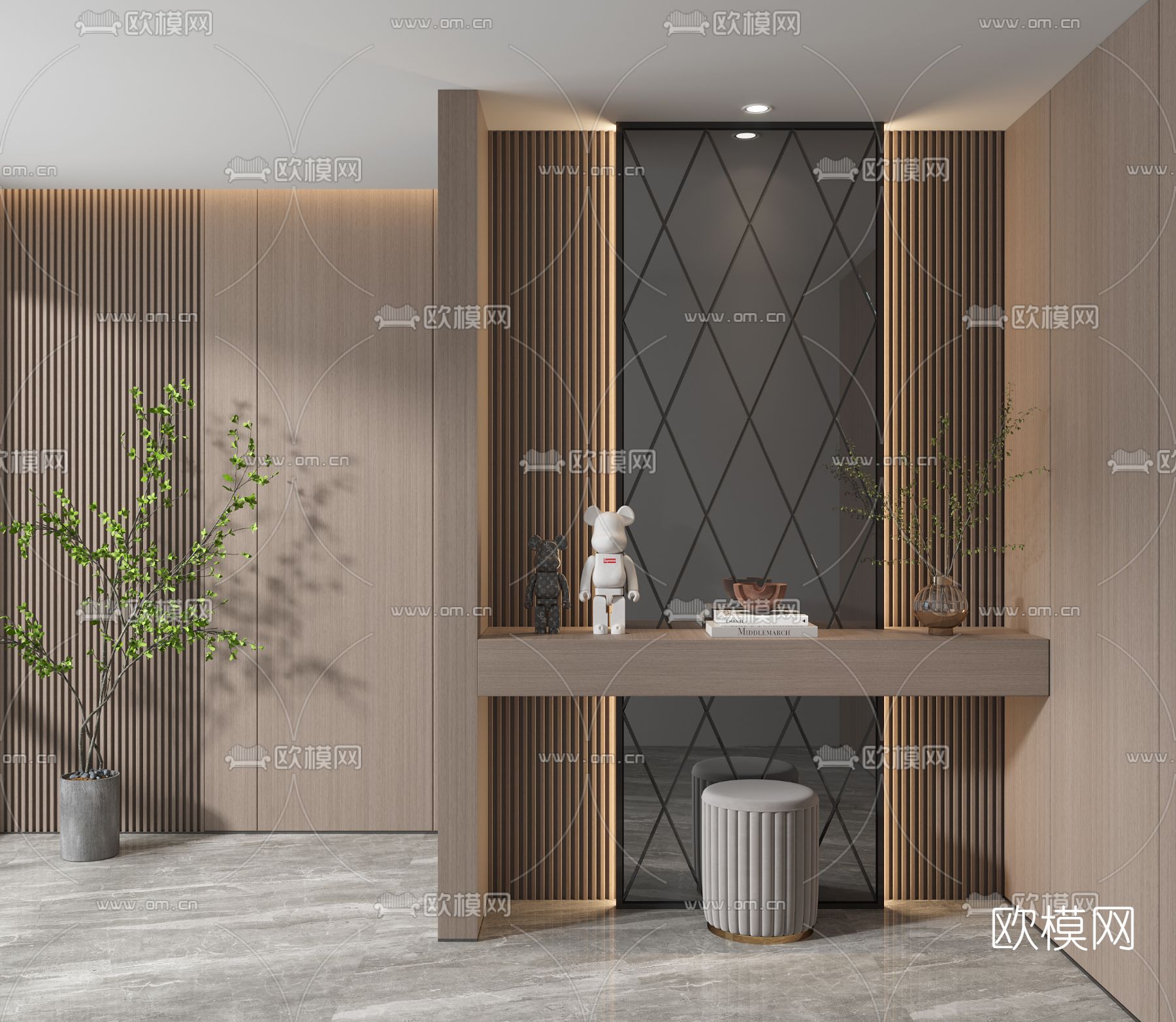 现代梳妆台3d模型下载