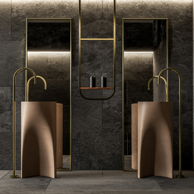 轻奢柱式台盆 洗手台su模型