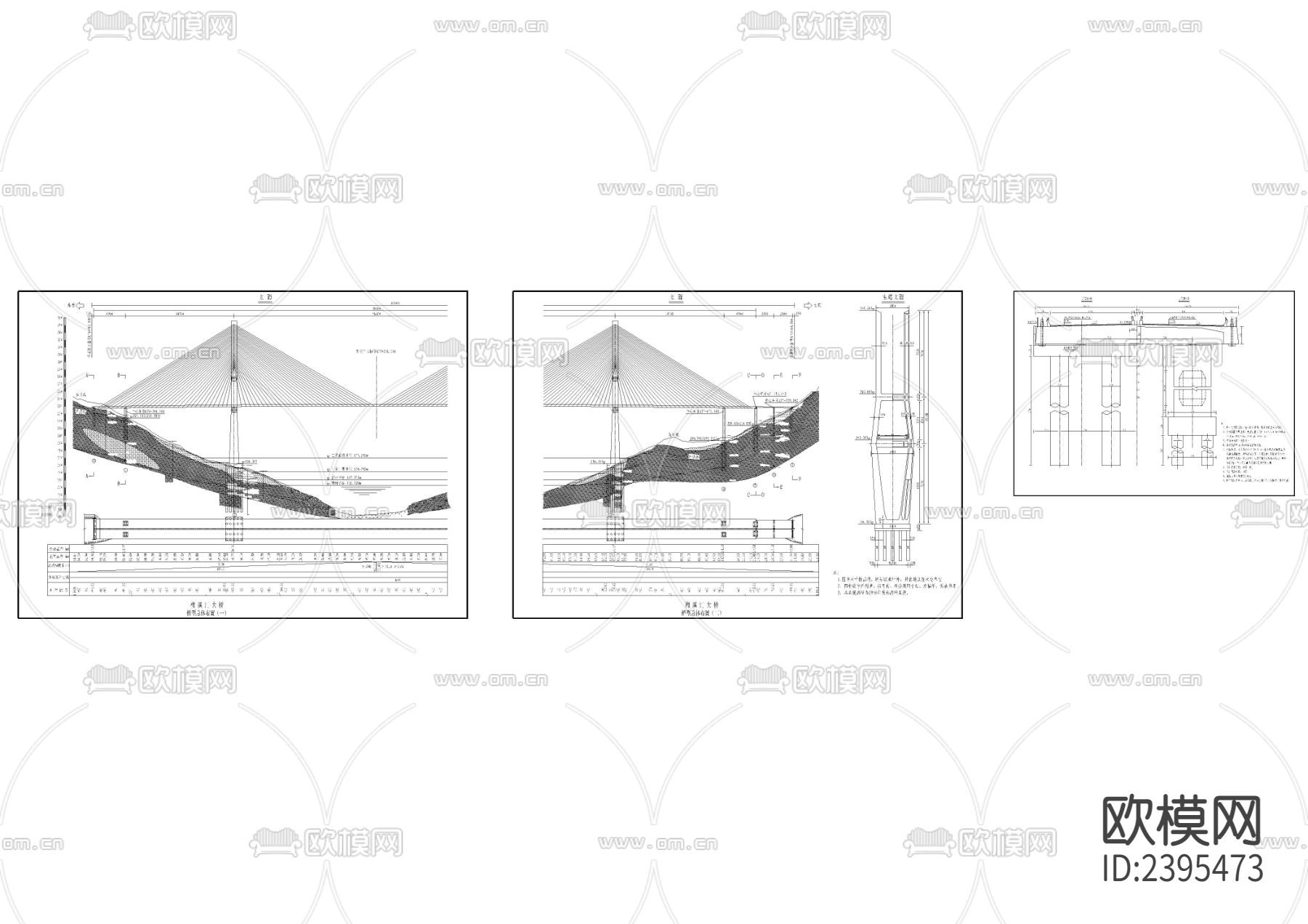 桥型总体施工CAD节点大样下载（渲染图1）