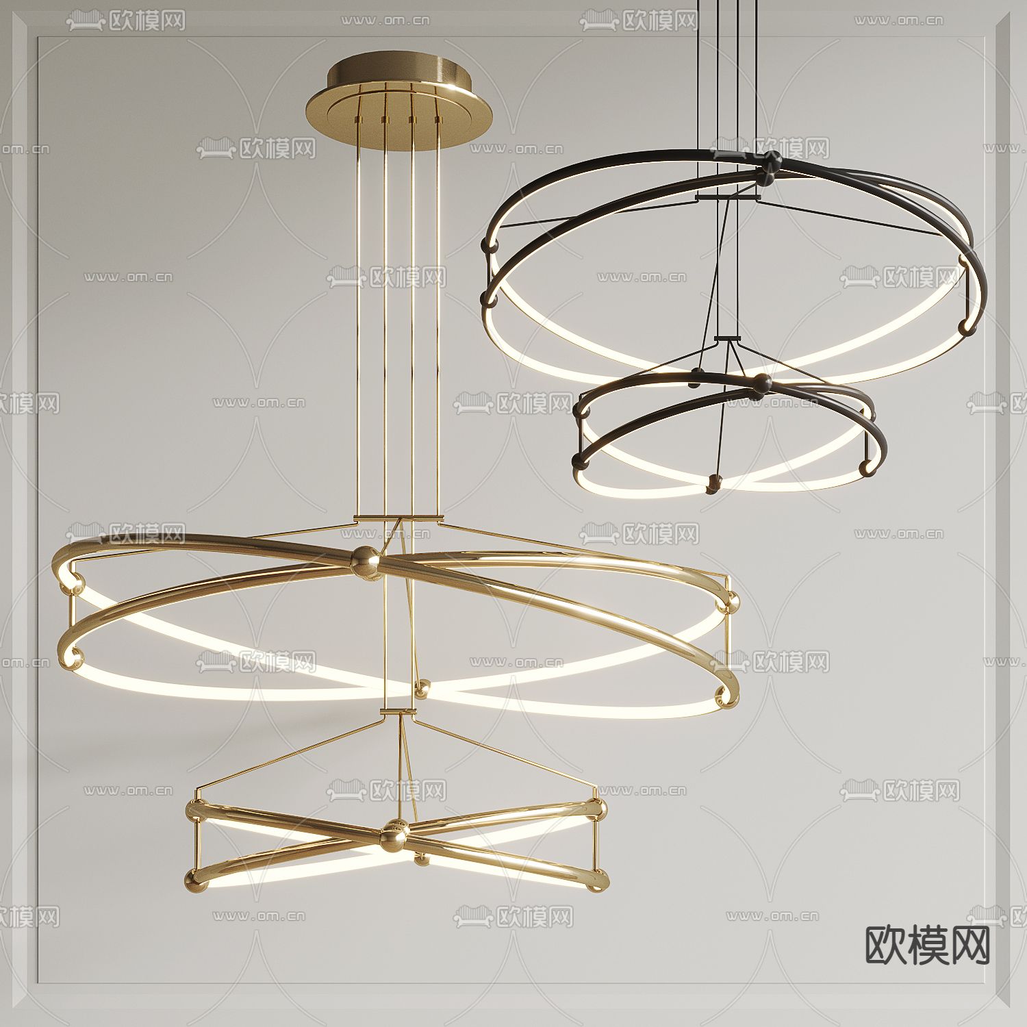 现代金属吊灯su模型