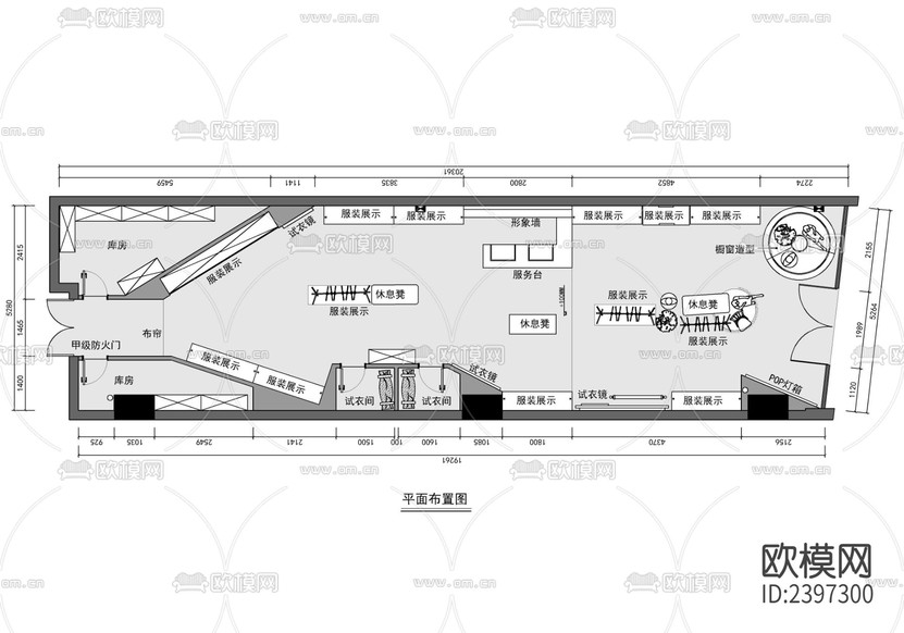 服装店设计cad施工图下载(渲染图1)