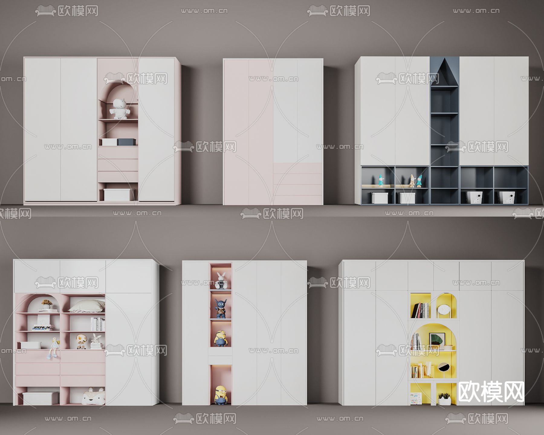 现代儿童衣柜3d模型下载