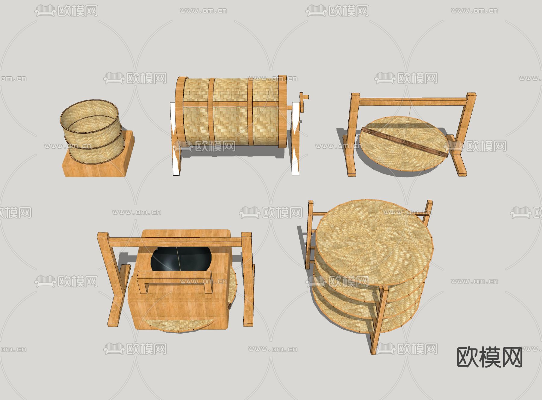 藤编 民俗制茶工具su模型