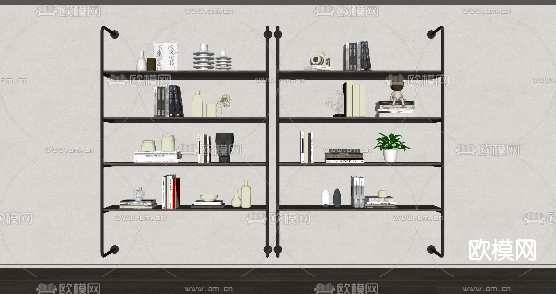 现代壁柜su模型下载（渲染图2）