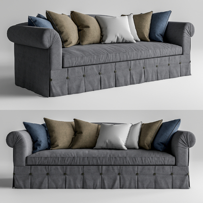 美式双人沙发su模型