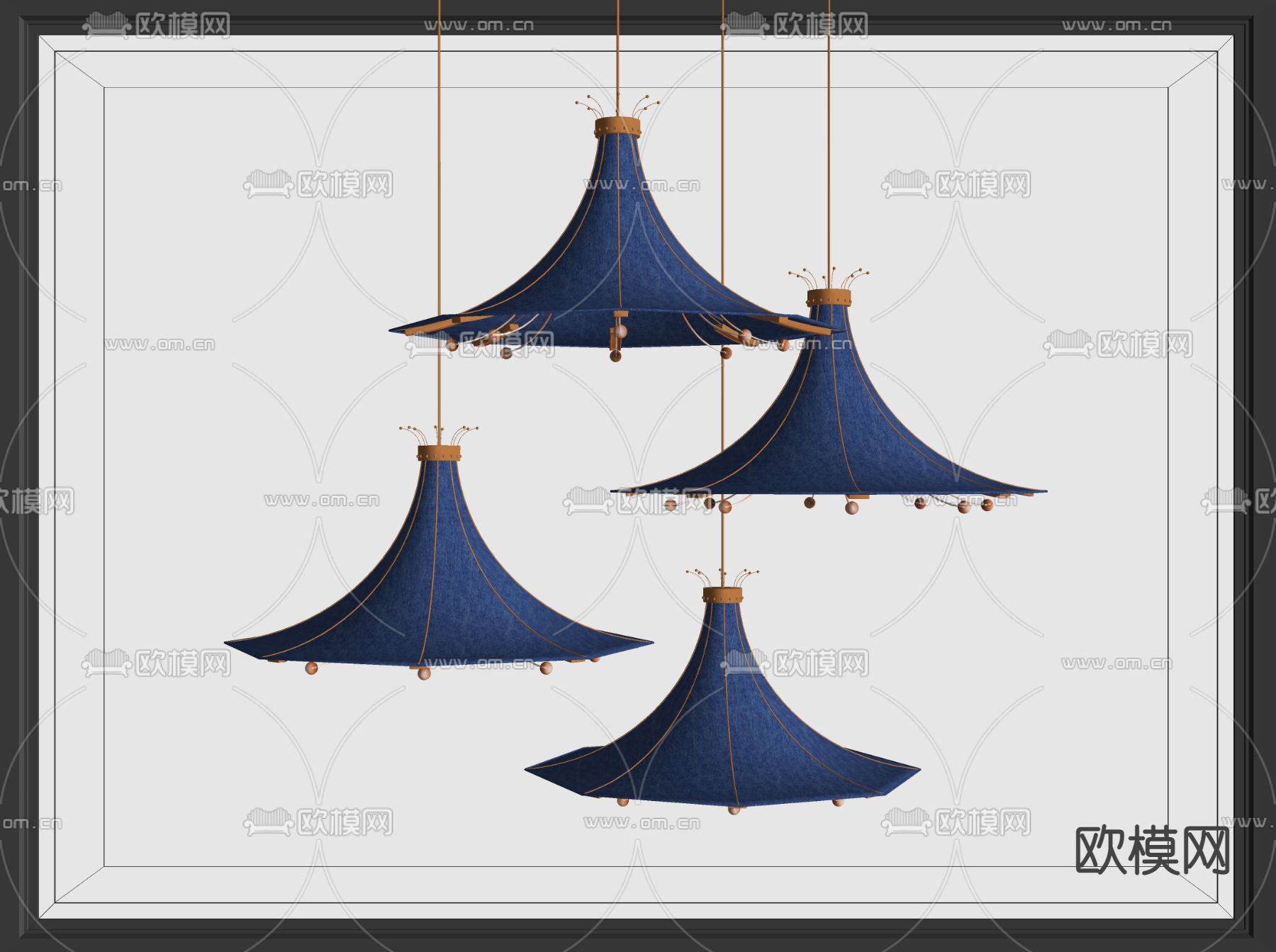 现代喇叭花装饰吊灯su模型下载（渲染图2）