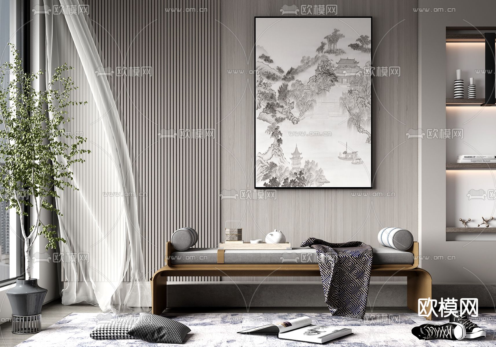 轻奢沙发凳 床尾凳 脚踏3d模型下载