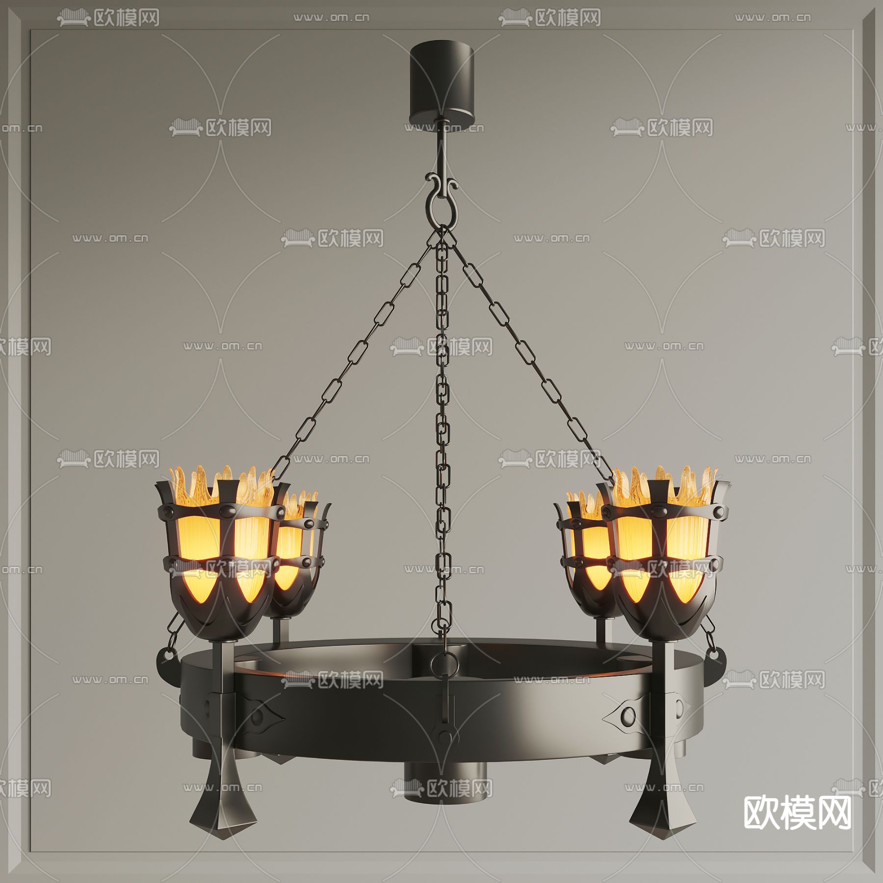 Aployt 工业风多头吊灯3d模型下载