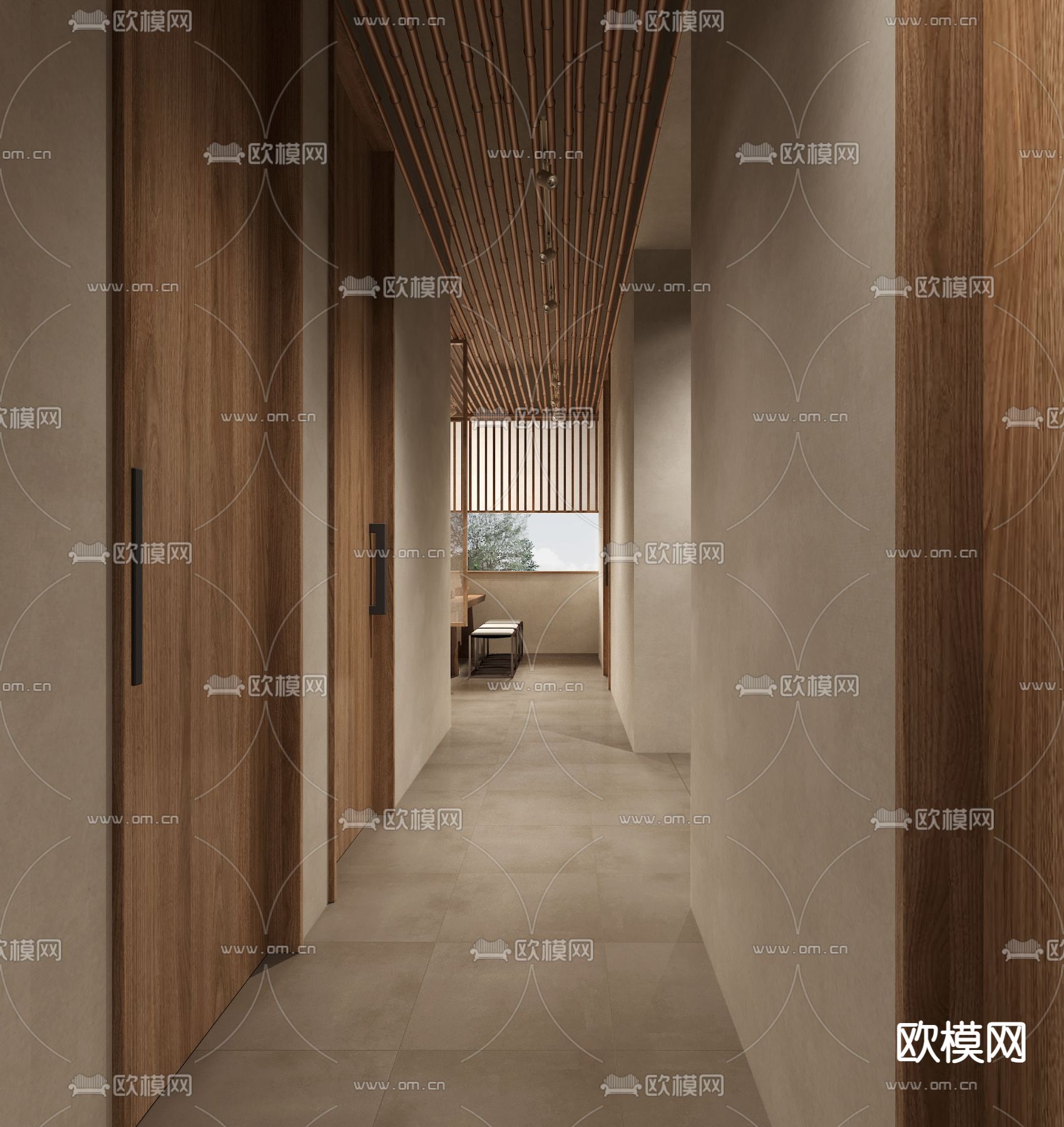 侘寂风茶楼 茶室3d模型下载（渲染图2）