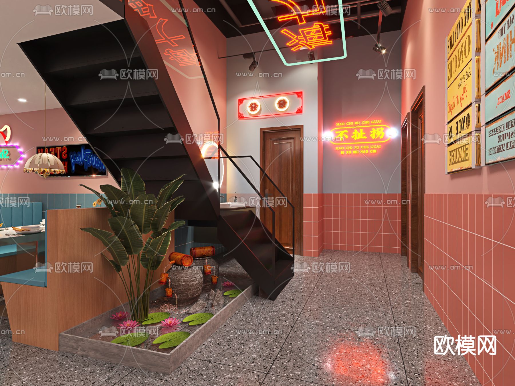 民国风港式火锅店3d模型下载（渲染图4）