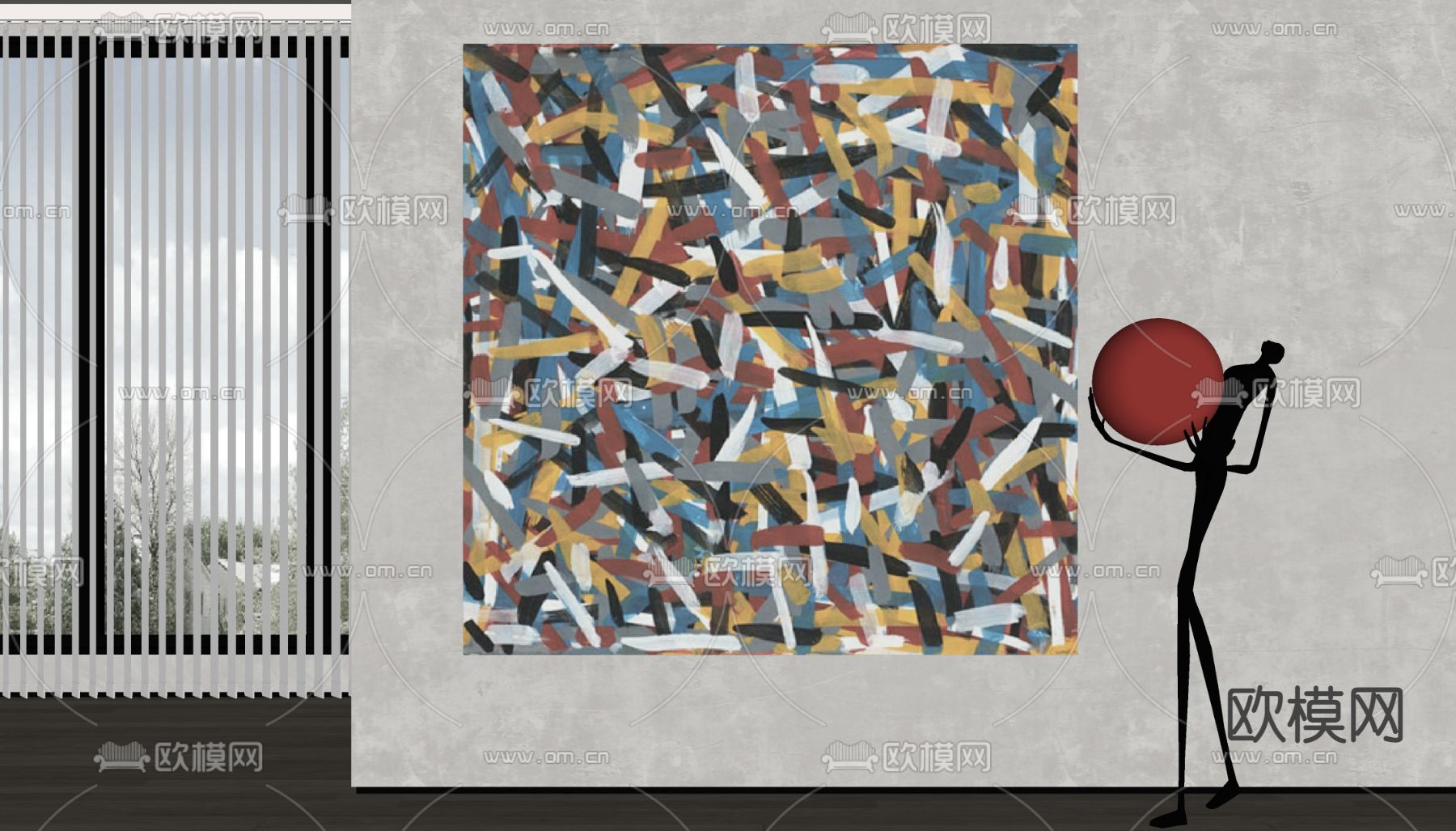 抽象装饰画 挂画su模型