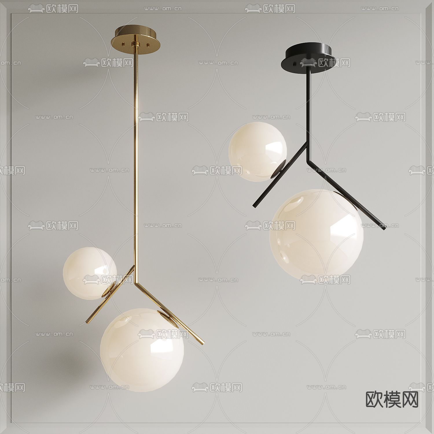 玻璃球吊灯su模型