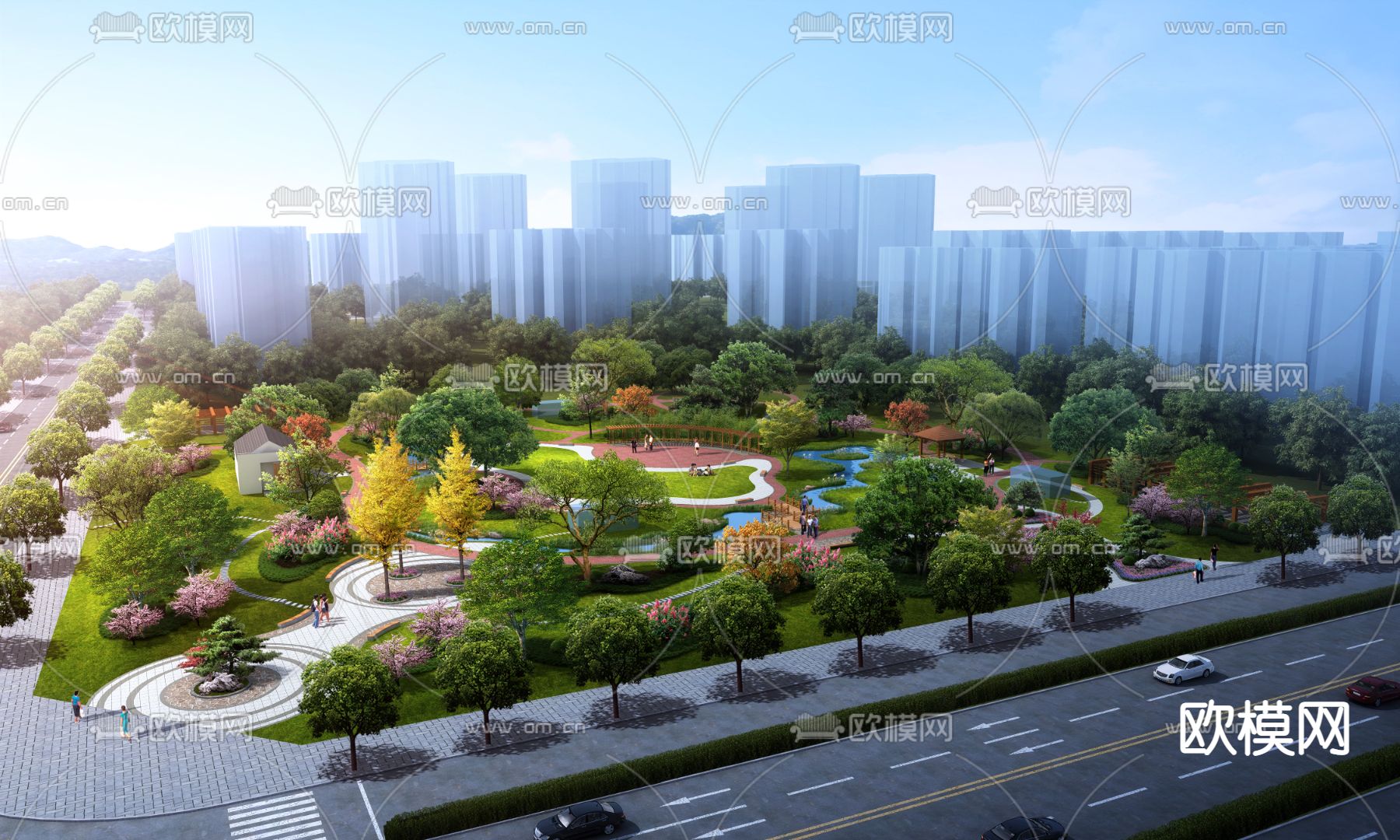 园林鸟瞰psd下载_ID12220626_3dmax免费模型-欧模网