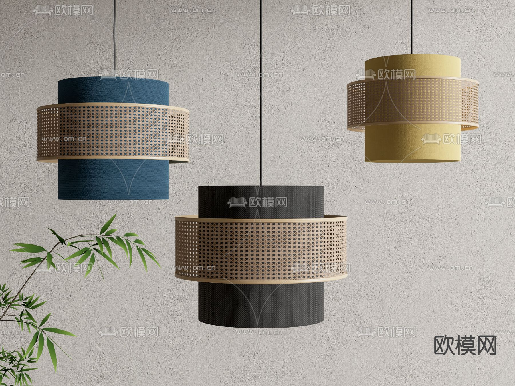 DOLKIE 藤编吊灯su模型下载（渲染图1）