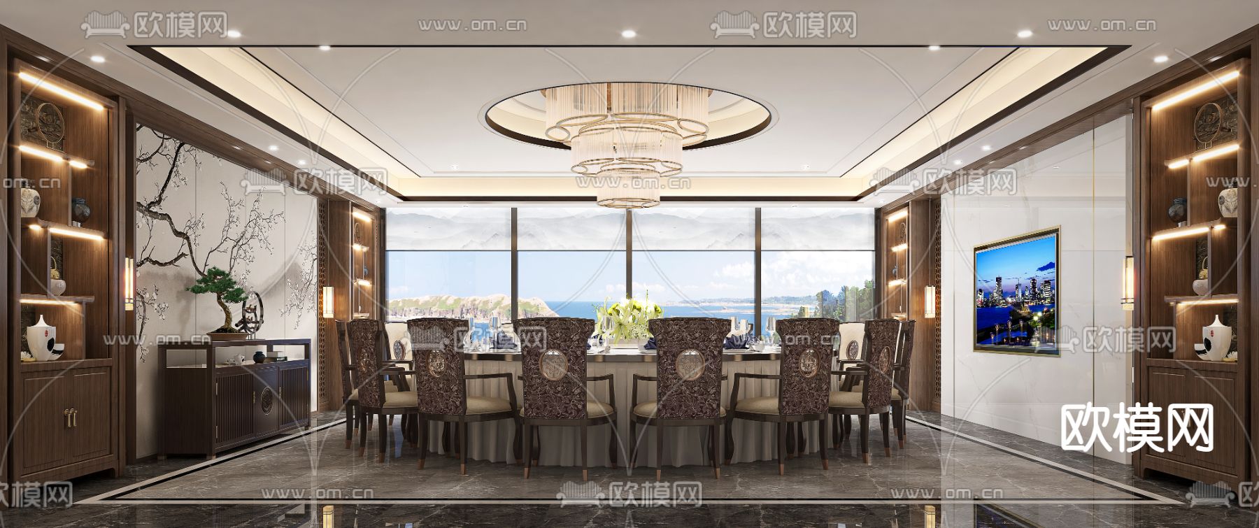 中餐厅包房 包间 包厢su模型下载_ID12224400_sketchup模型下载-欧模网