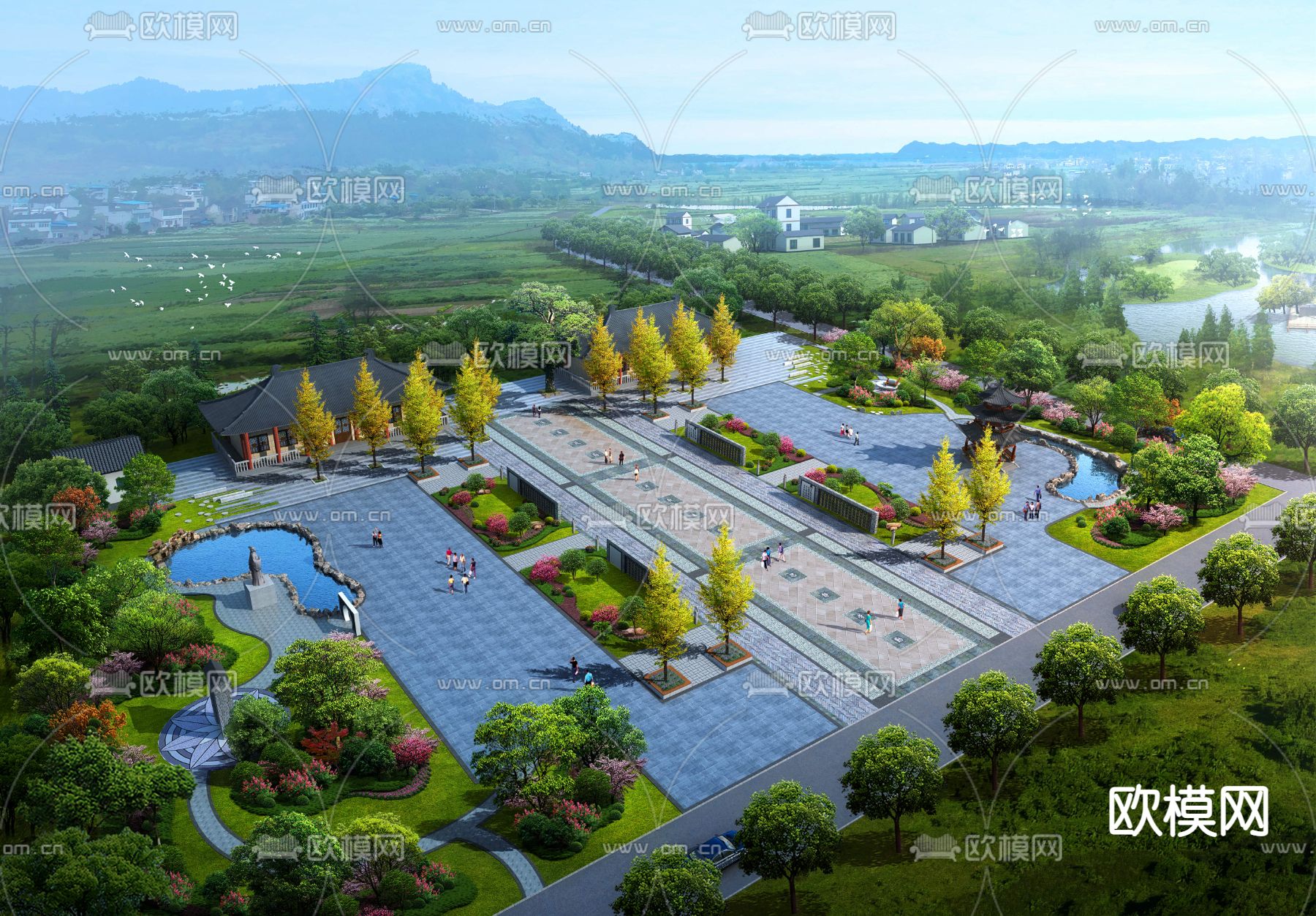 公园鸟瞰psd下载