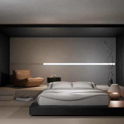  暗黑风酒店客房 大床房su模型 