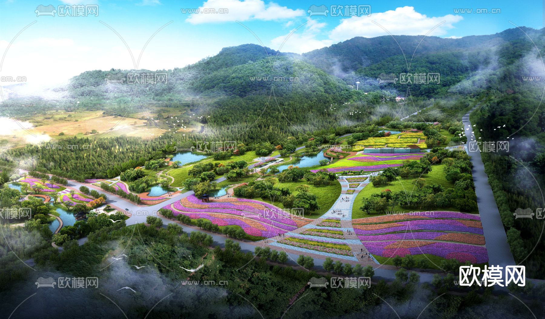 花海鸟瞰psd下载