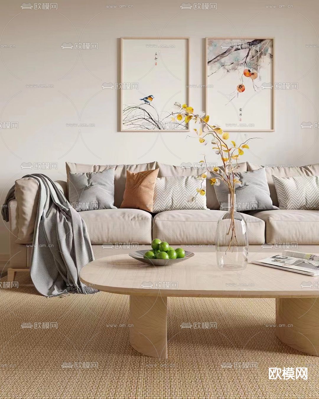 日式客餐厅3d模型下载（渲染图2）