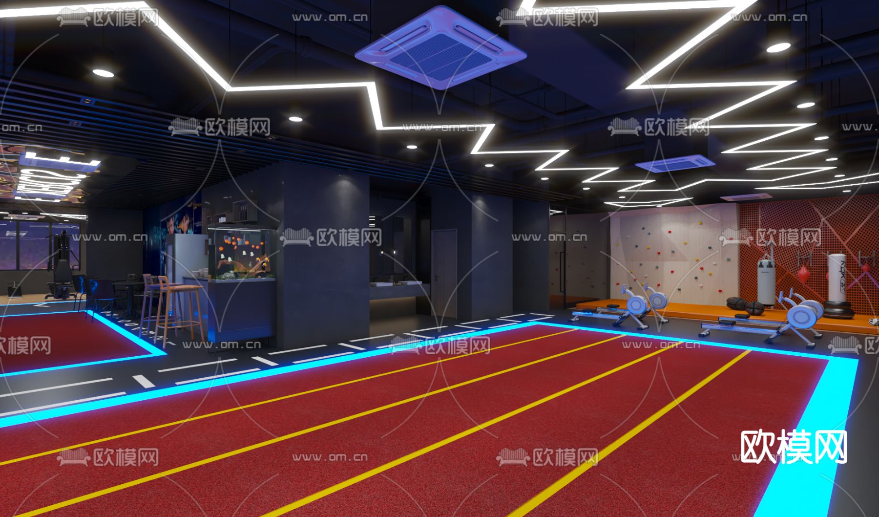 工业风健身房3d模型下载（渲染图3）