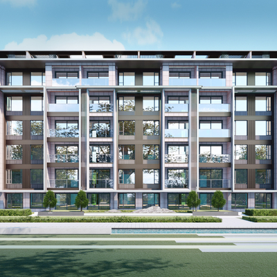 现代多层住宅楼外观su模型