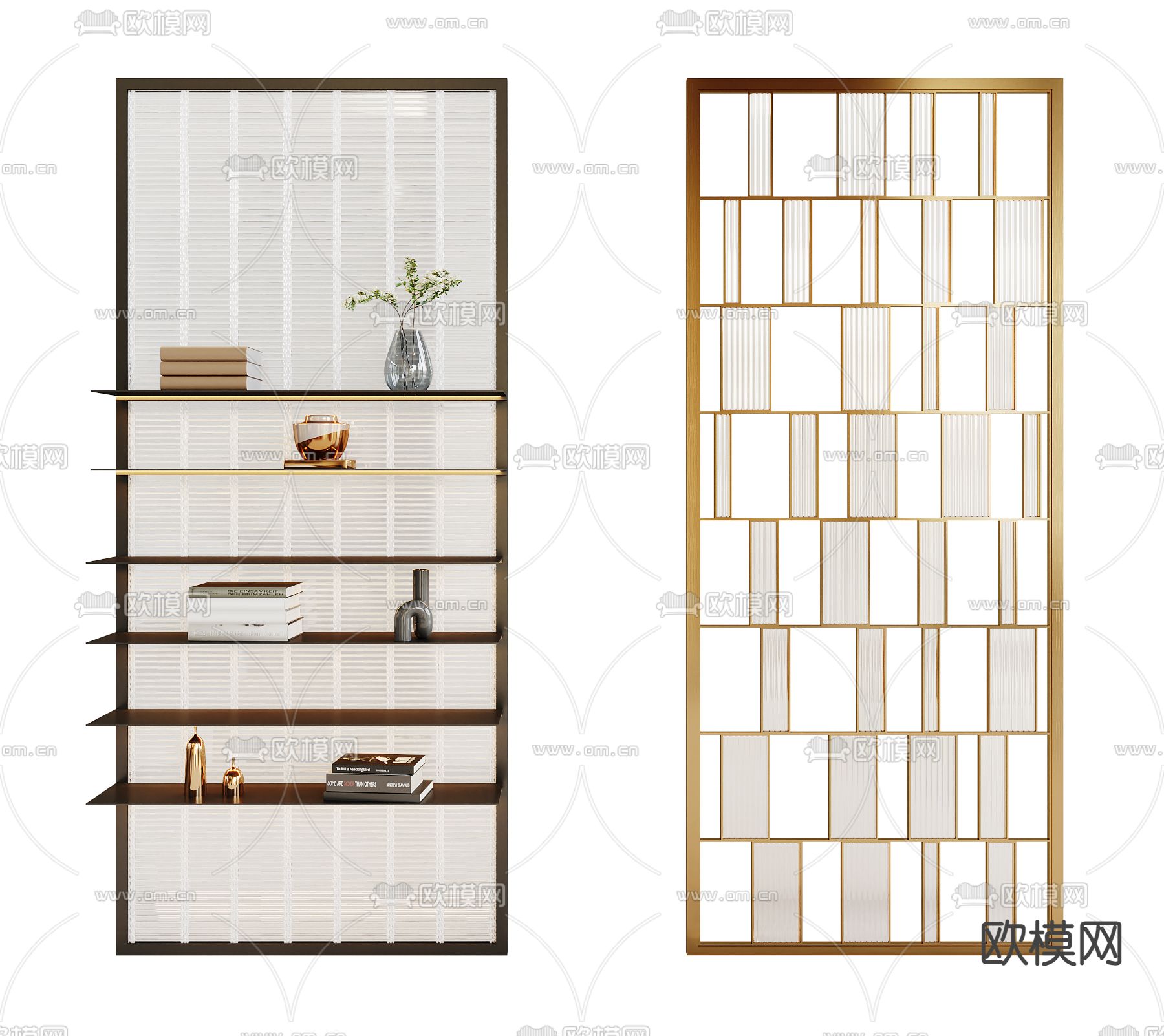 现代金属屏风隔断su模型下载（渲染图1）