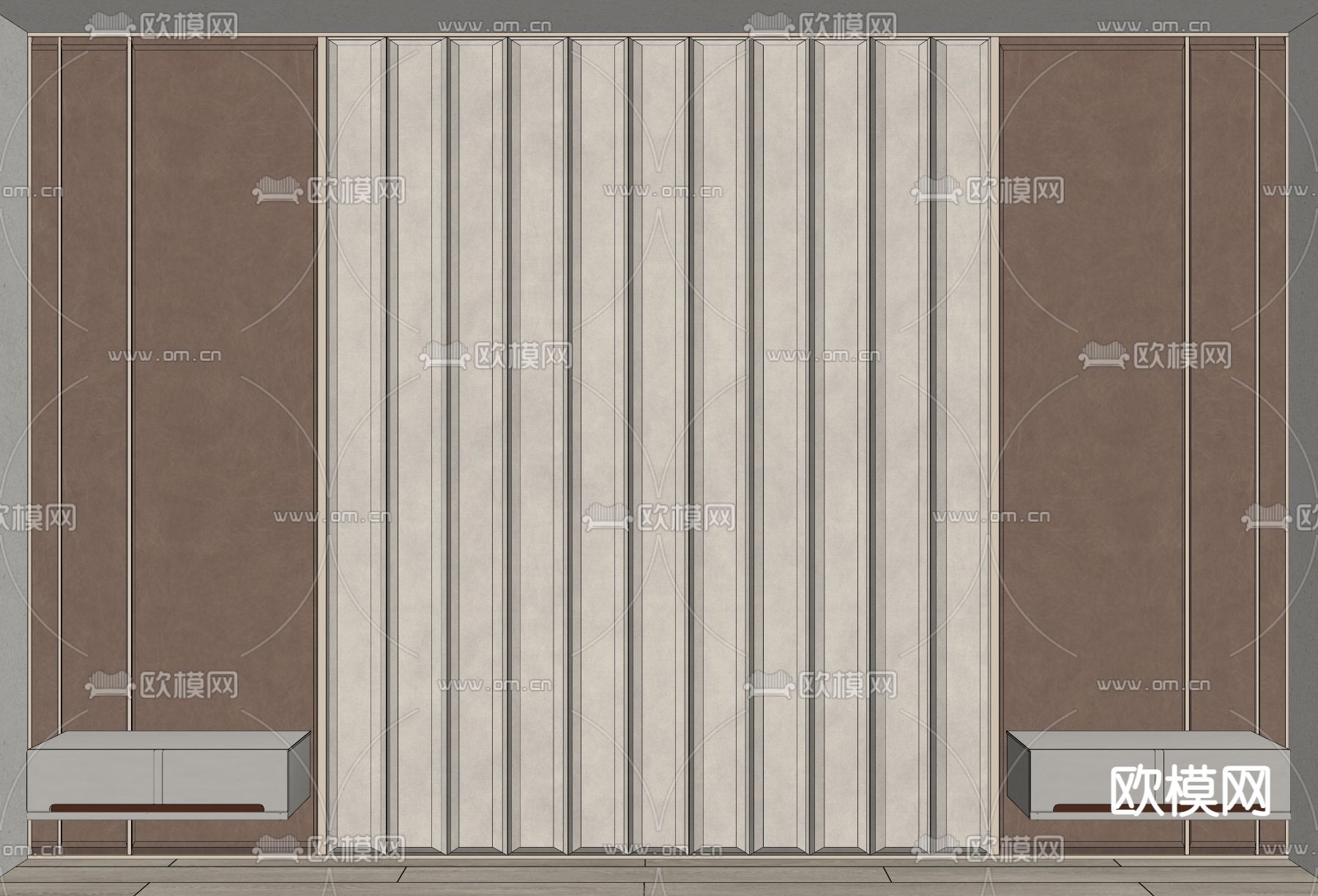 床头背景墙 软包 壁挂床头柜su模型