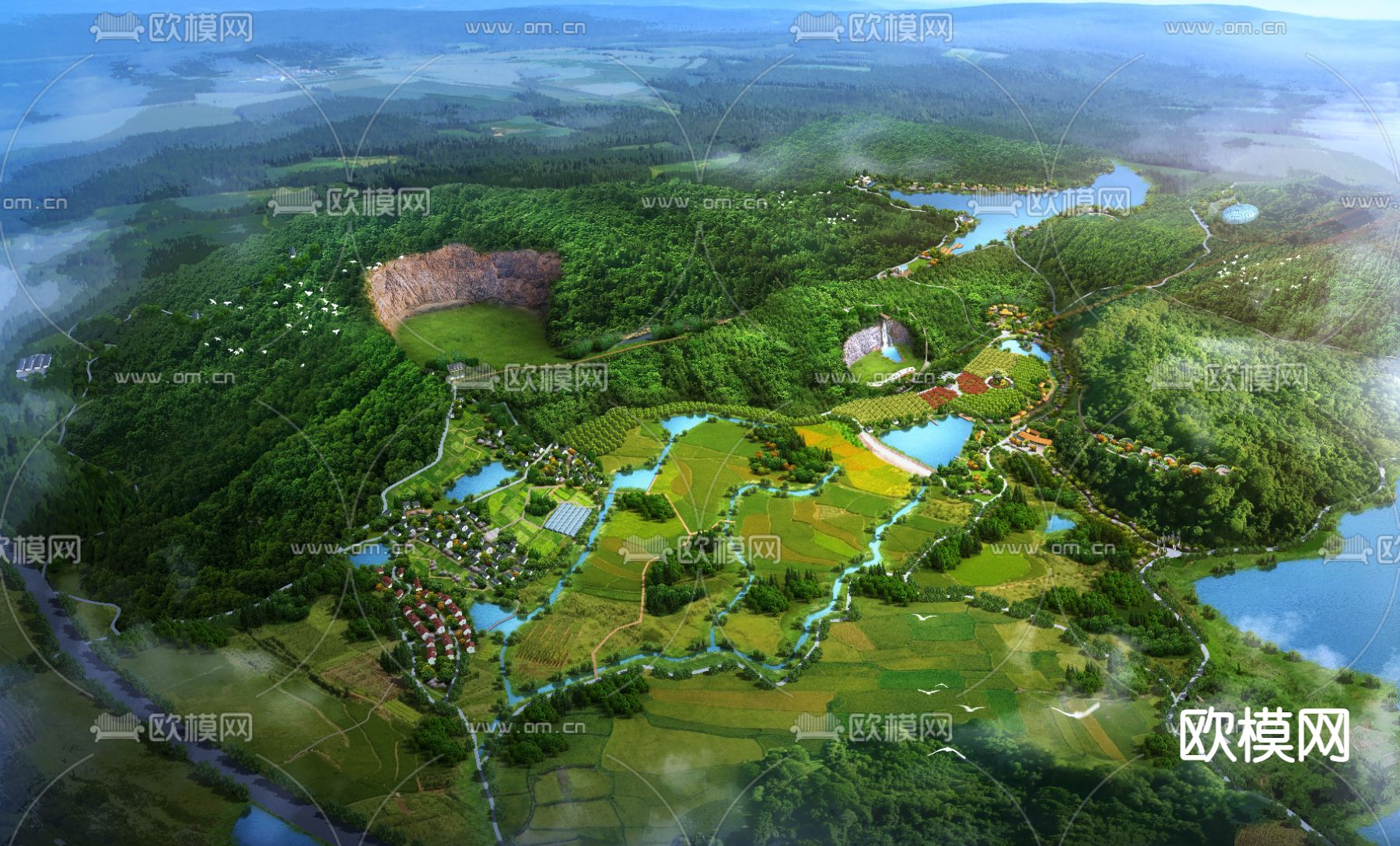 现代农业园鸟瞰psd下载