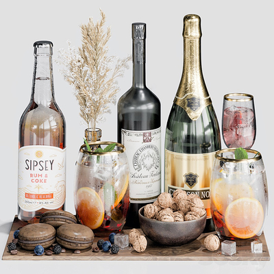  现代洋酒 酒杯su模型 