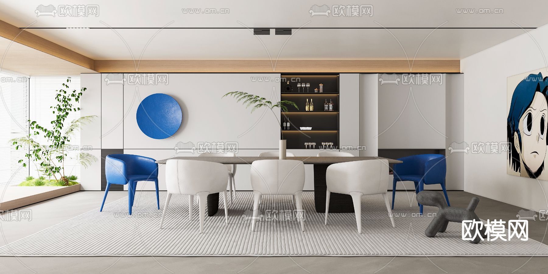 克莱因蓝餐厅3d模型