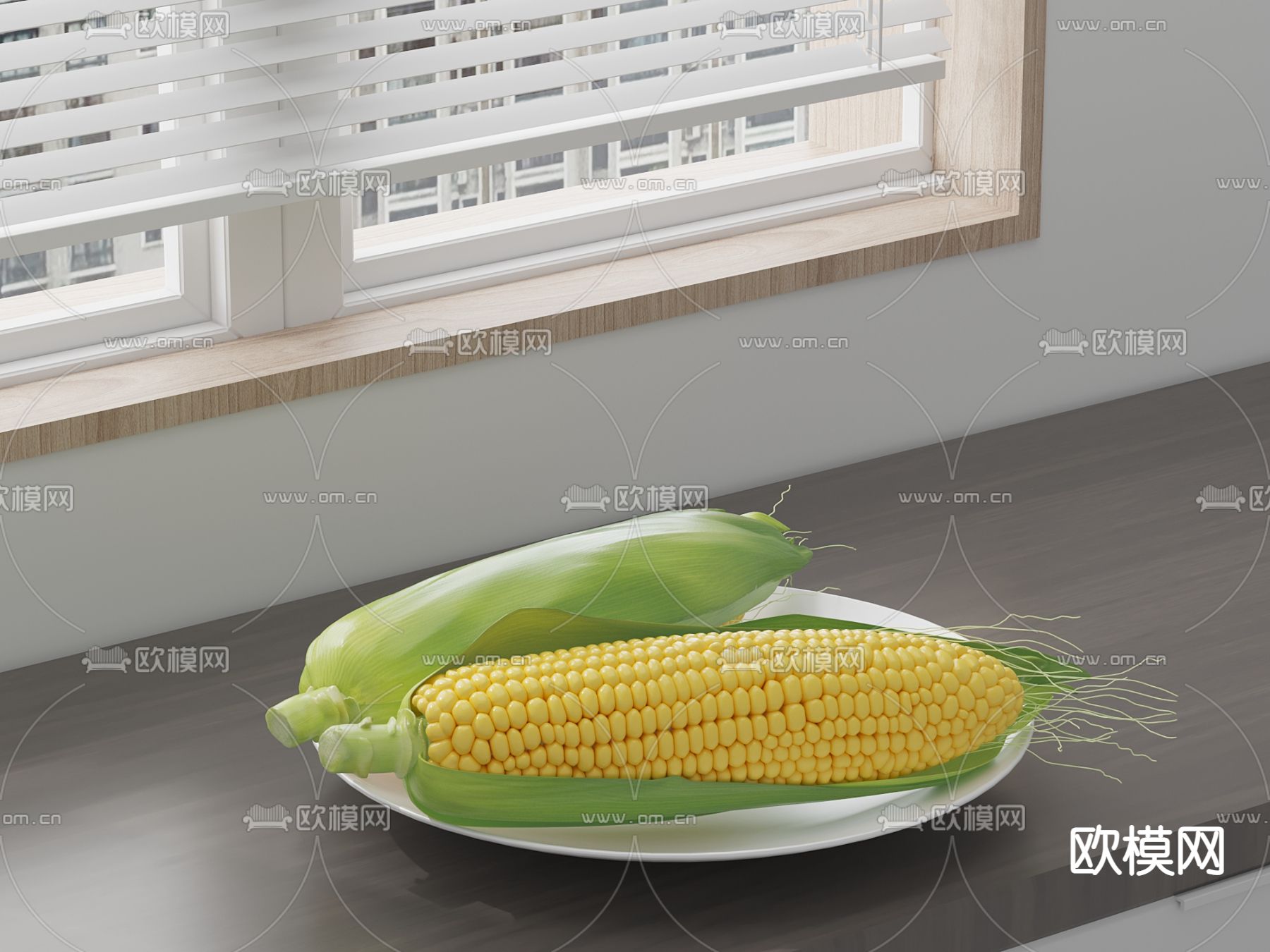 现代玉米su模型下载（渲染图1）
