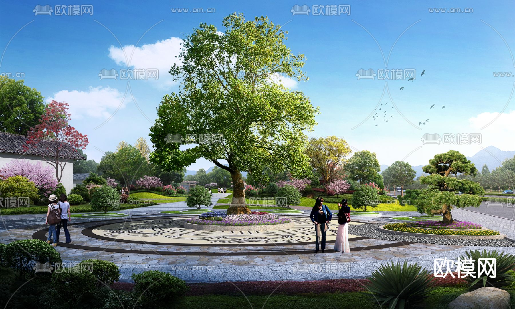 公园广场景观psd下载