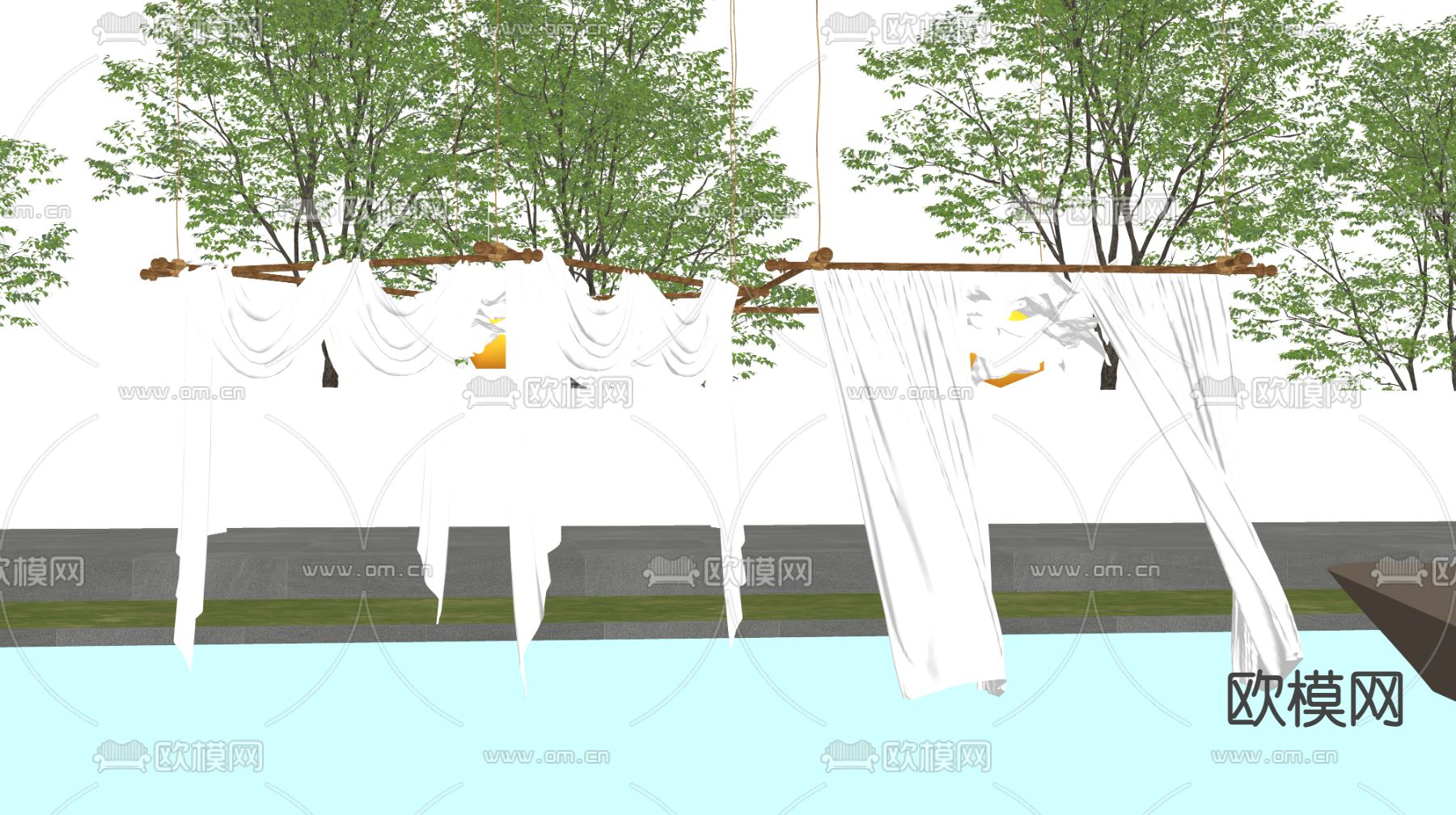 现代帷幔 纱帘su模型下载（渲染图1）