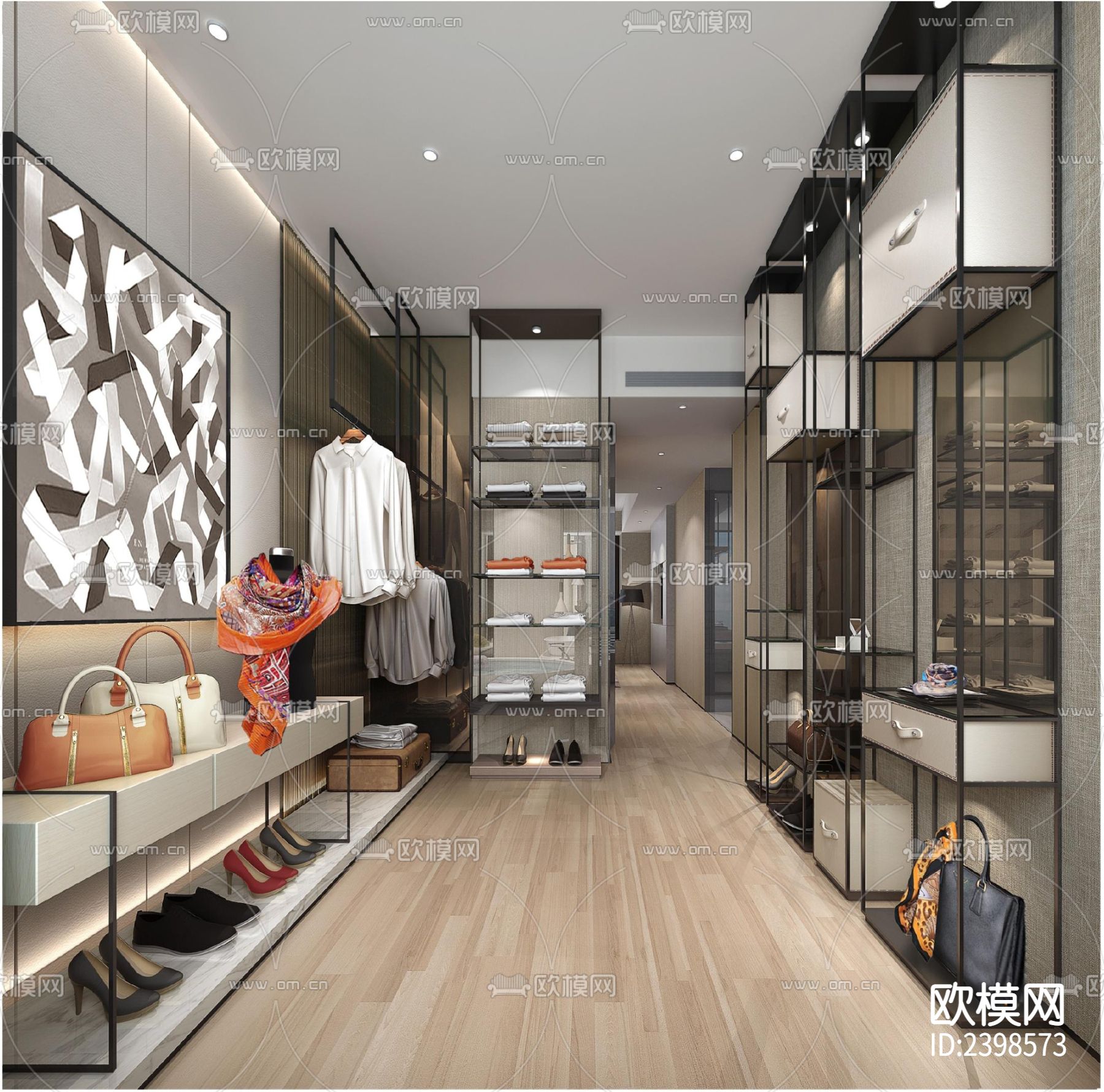 大平层豪宅样板间设计cad施工图下载（渲染图7）