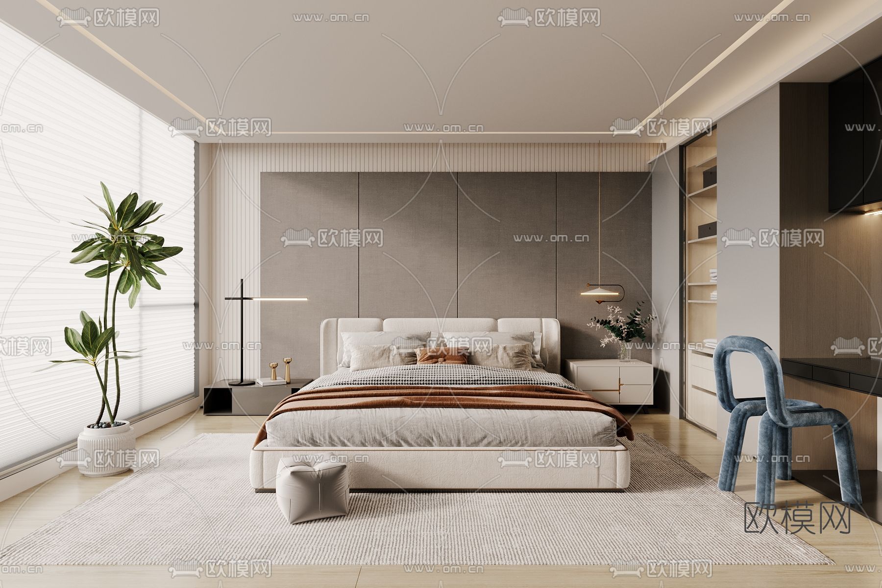 现代卧室3d模型下载