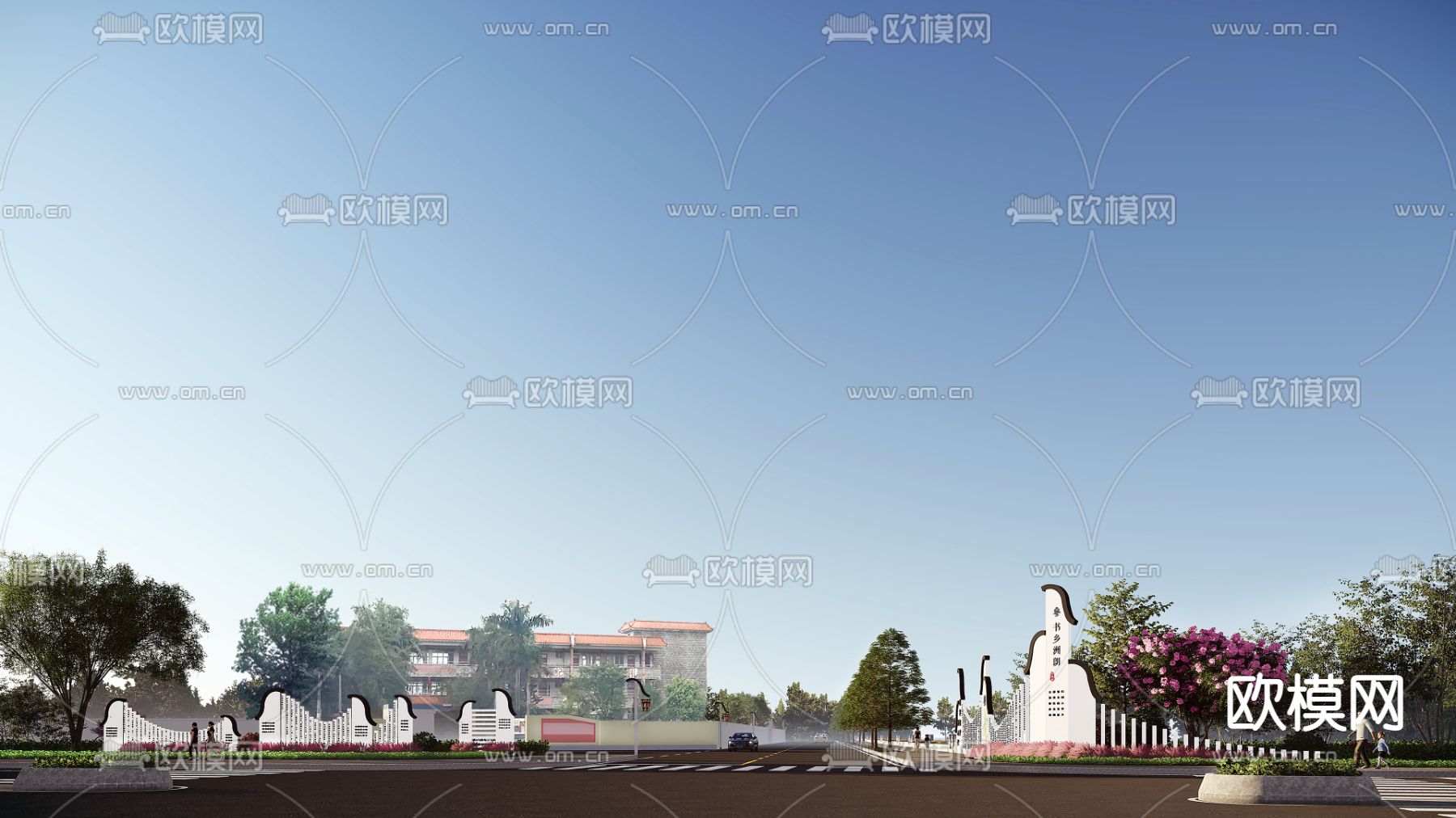 新中式标识牌su模型下载（渲染图1）