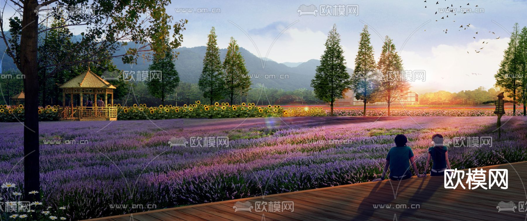 现代花海公园psd下载