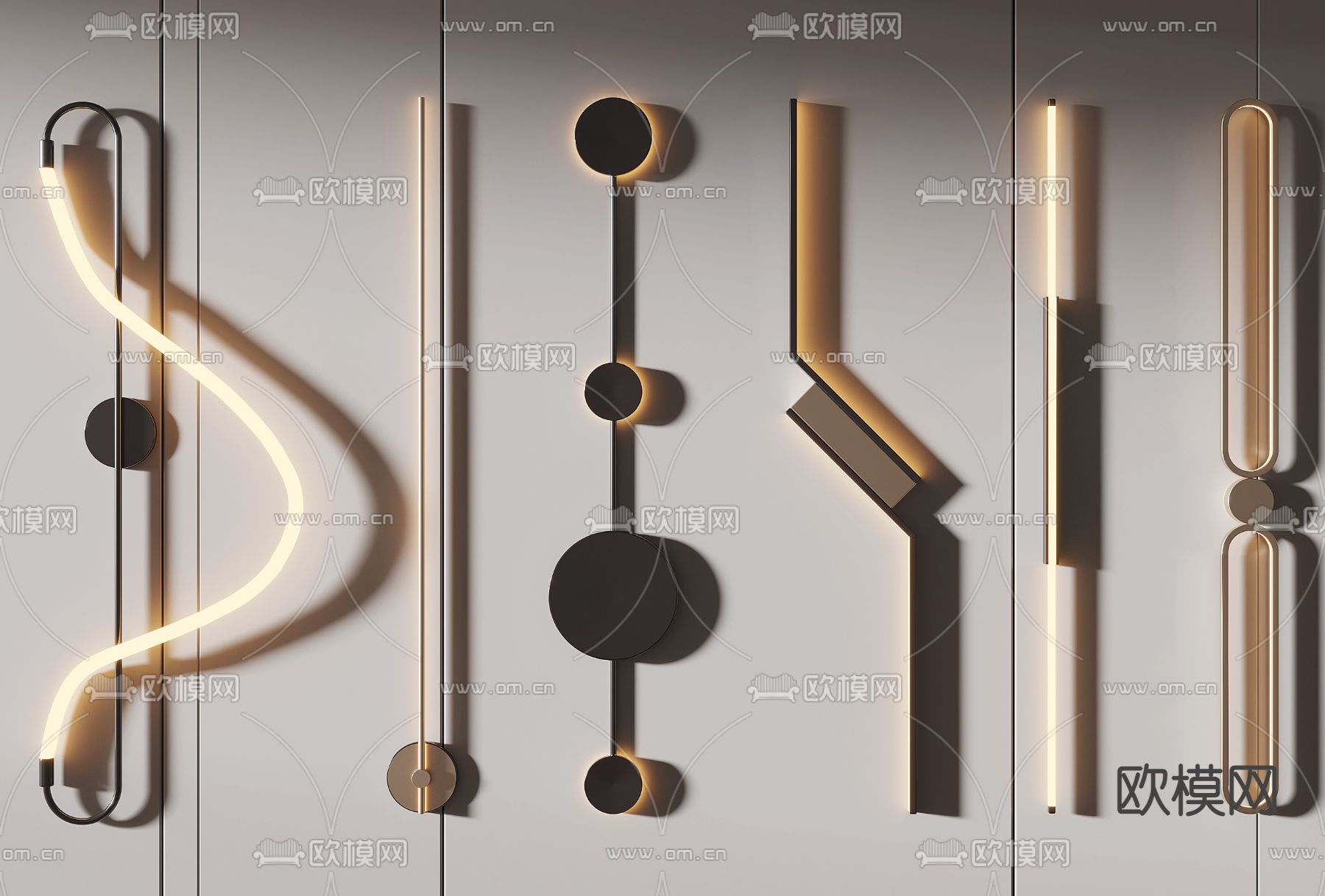 轻奢风金属壁灯su模型下载（渲染图1）