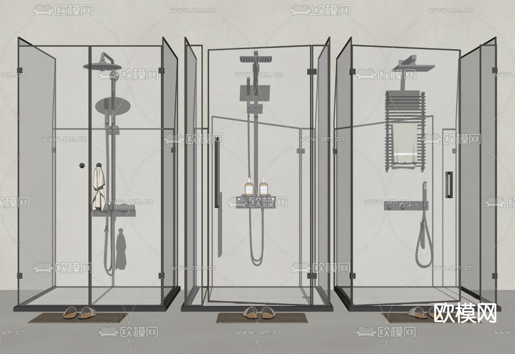 现代玻璃淋浴间su模型下载（渲染图2）