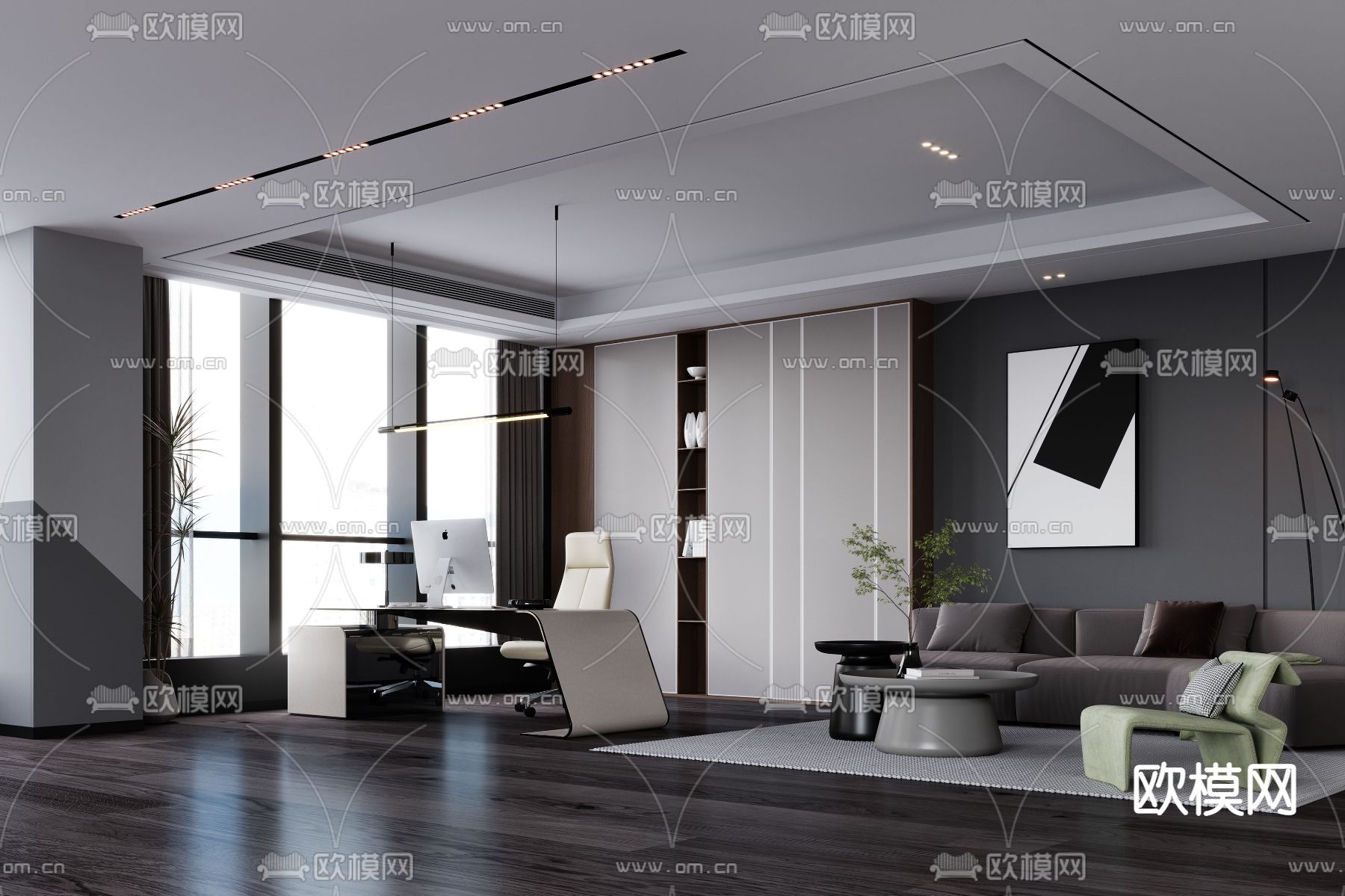 总经理室 董事长办公室3d模型下载（渲染图1）