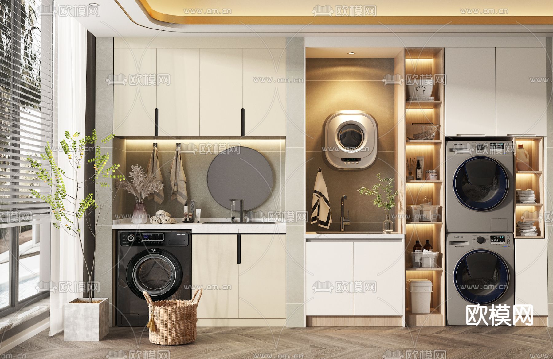 现代洗衣机柜 浴室柜3d模型下载