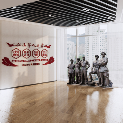  现代党建文化展厅su模型 