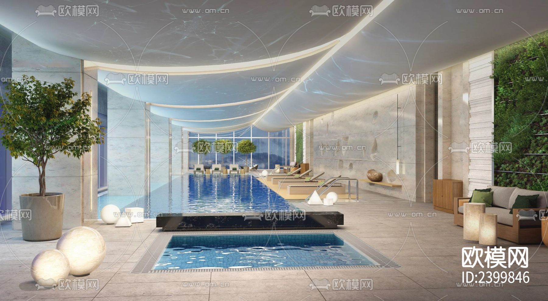 江阴澄星万豪酒店CAD施工图下载（渲染图2）