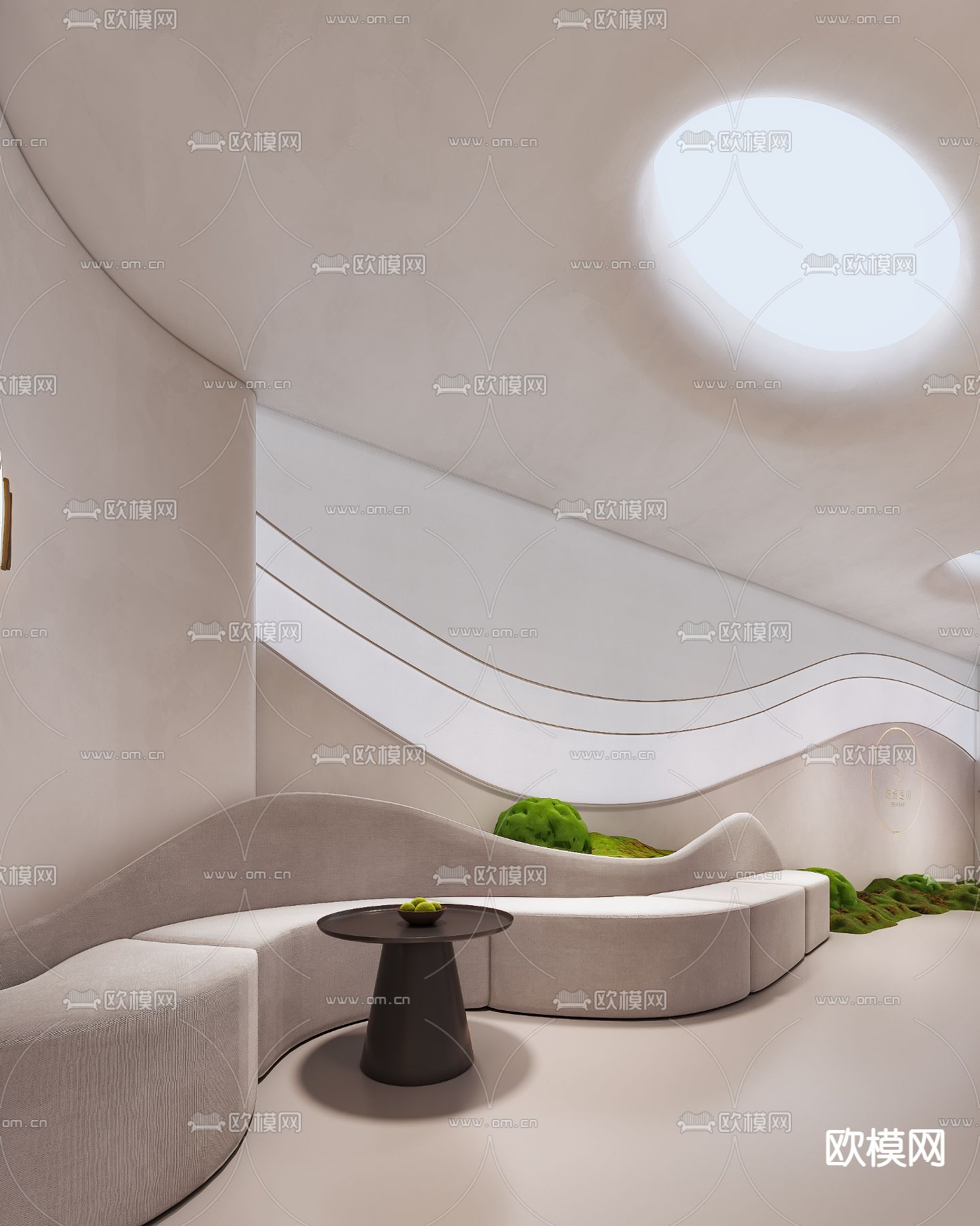 奶油风电梯厅 电梯间3d模型下载（渲染图2）