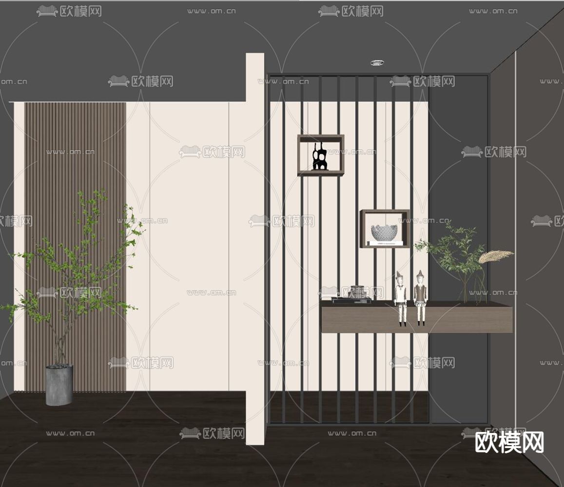 现代玄关隔断 屏风su模型下载（渲染图2）