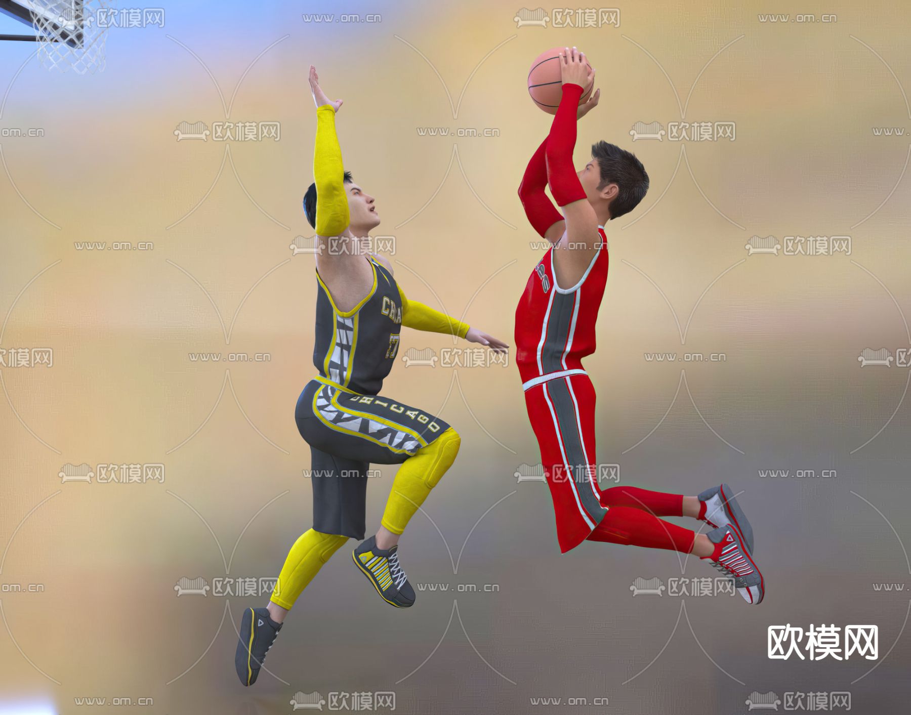 打篮球男人3d模型下载