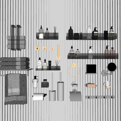  现代卫浴洗涤用品su模型 